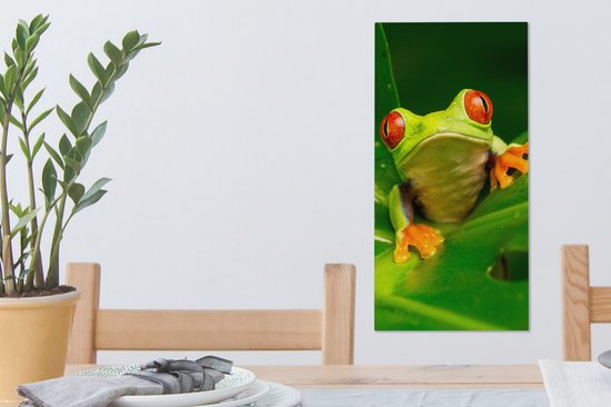 Tableau Grenouille - Feuilles - 20x40 cm - Décoration murale