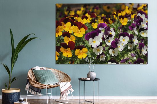 Toile Peinture Violettes Colorées - 180x120 cm - Décoration murale XXL