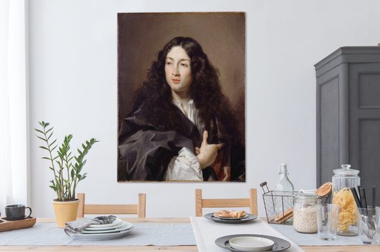 Canvas schilderij 90x120 cm - Wanddecoratie A man called Michel Baron - schilderij van Claude Lefèbvre - Muurdecoratie woonkamer - Slaapkamer decoratie - Kamer accessoires - Schilderijen op canvas