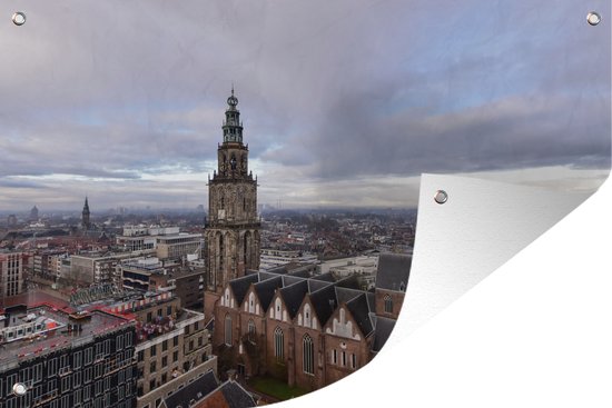 Muurdecoratie Groningen - Martinitoren - Lucht - 180x120 cm - Tuinposter - Tuindoek - Buitenposter