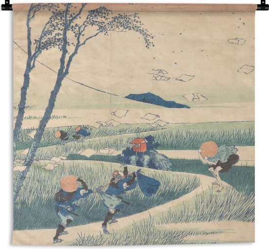 Wandkleed - Wanddoek - Ejiri in de Suruga provincie - schilderij van Katsushika Hokusai - 90x90 cm - Wandtapijt
