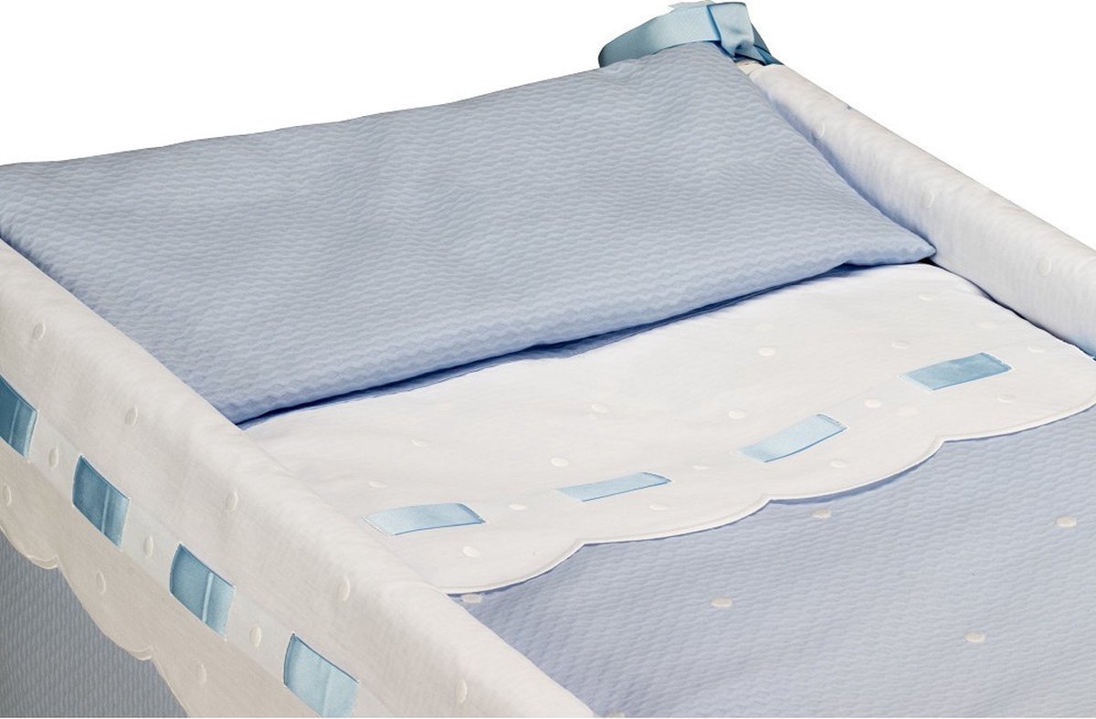 Don Algodon Wiegbekleding Zoe 70 X 45 Cm Katoen Blauw/wit