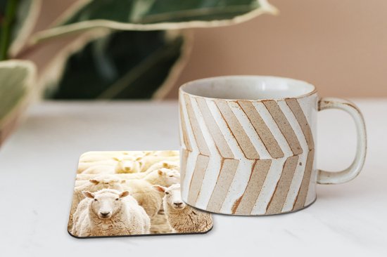 Dessous de Sous-verres - Mouton - Laine - Wit - 10x10 cm - 6 pièces