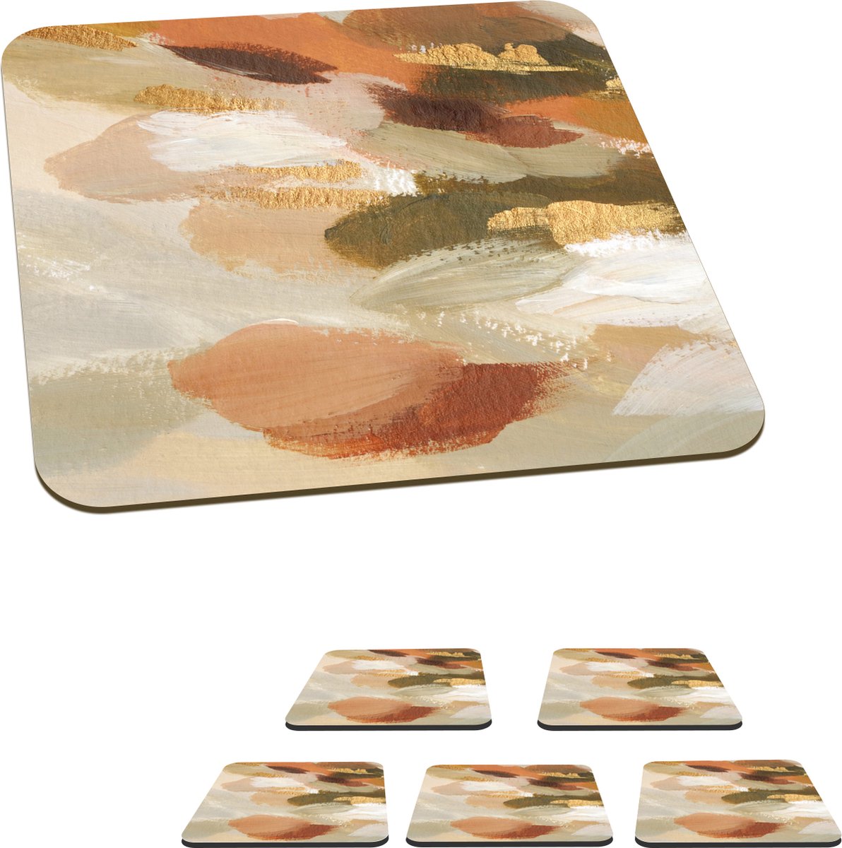 Onderzetters voor glazen - Verf - Groen - Rood - 10x10 cm - Glasonderzetters - 6 stuks