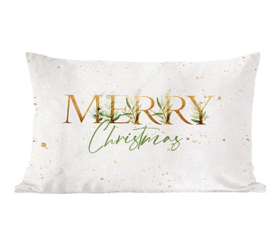 Sierkussens - Kussentjes Woonkamer - 50x30 cm - Kerst - Quotes - Goud - Merry Christmas - Spreuken - Kerstversiering - Kerstdecoratie voor binnen - Woonkamer