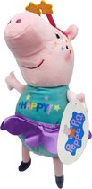 Peppa Pig - Happy shirt met paarse rok - Knuffel - Pluche - Speelgoed - 31 cm