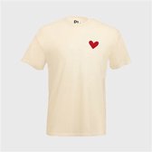 T-SHIRT VELVET RED HEARTS OFF WHITE (L)