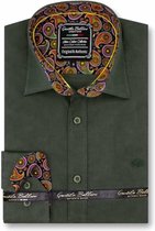 Heren Overhemd - Slim Fit - Paisley Contrastbeleg - Groen - Maat XL