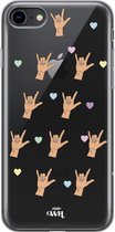 xoxo Wildhearts case voor iPhone 7/8 SE - Rock Hands Nude - xoxo Wildhearts Transparant Case