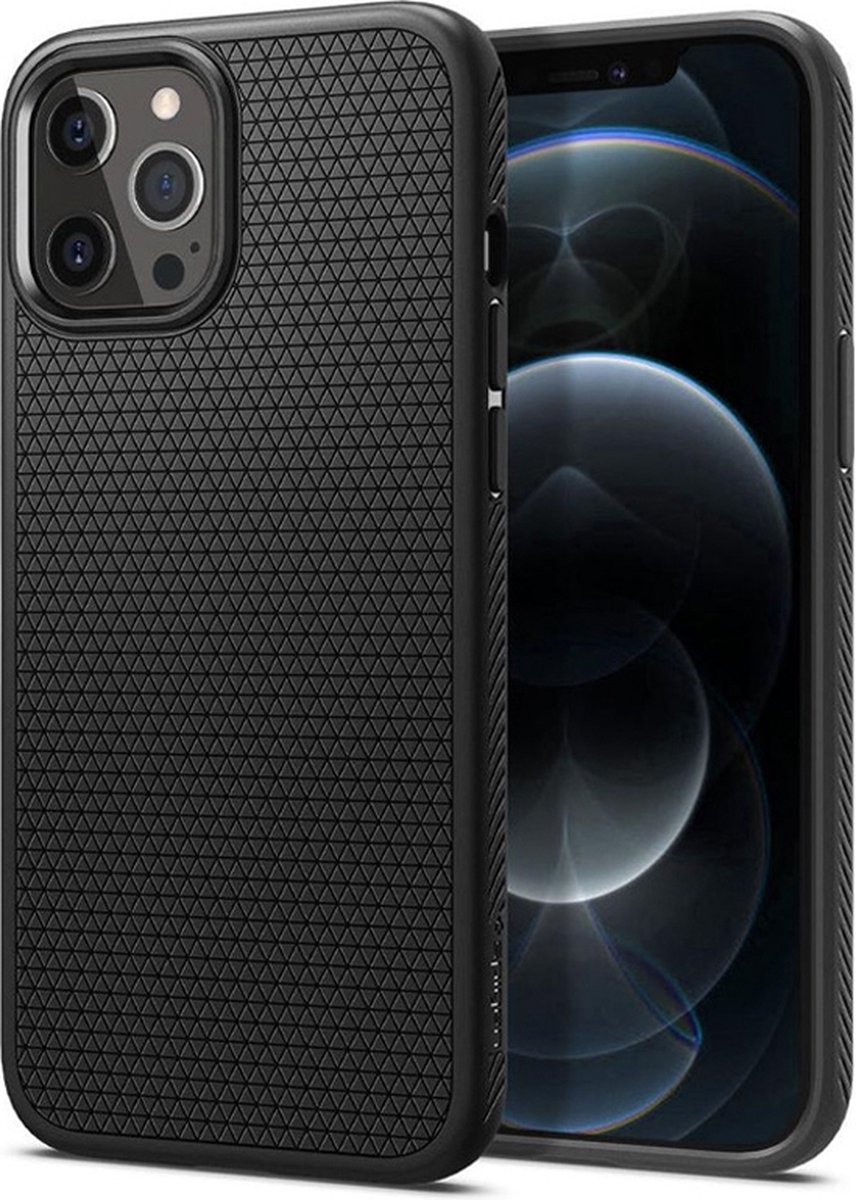 Spigen Liquid Air TPU met Air Cushion hoesje voor iPhone 12 en iPhone 12 Pro - zwart
