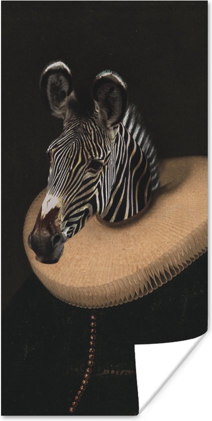Poster Zebra - Kraag - Kunst - 20x40 cm