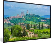 Fotolijst incl. Poster - De heuvels van het Italiaanse San Gimignano in Toscane - 60x40 cm - Posterlijst