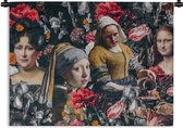 Wandkleed - Wanddoek - Kunst - Bloemen - Collage - 60x45 cm - Wandtapijt