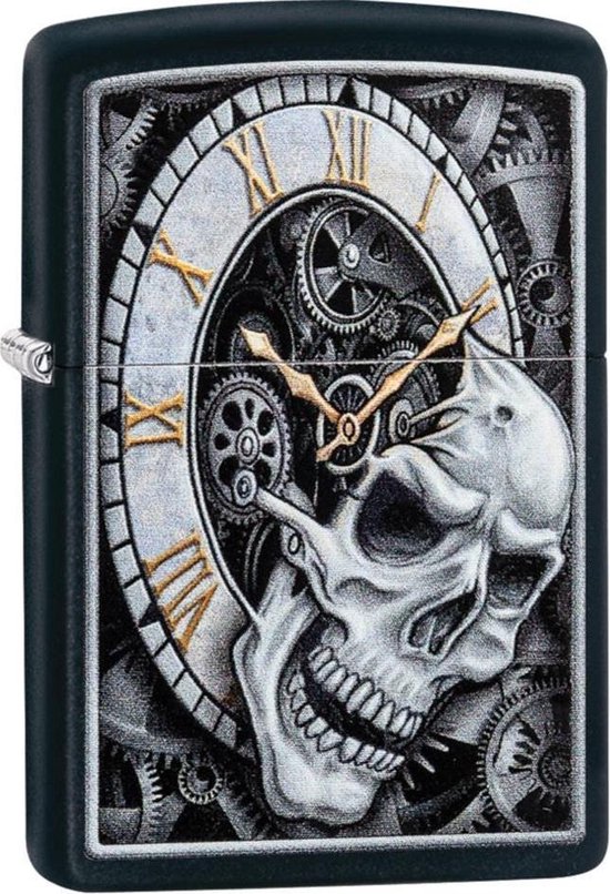 Aansteker Zippo Skull Clock