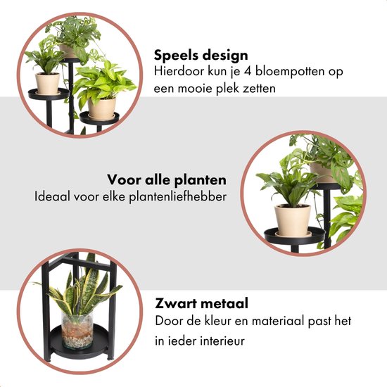 Reheyre Ronde plantenstandaard, 5-laags displayrek voor binnen en buiten met afneembare wielen, plantenrek voor plantenrek, plantenstandaard, bloempotten, plantendisplay multi-tier bloemenplanken