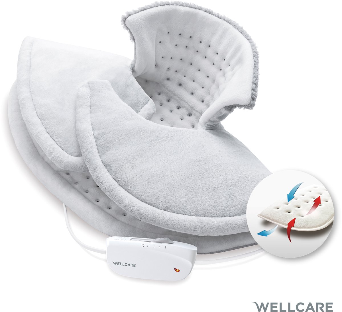 Wellcare WE-167NSHD Verwarmende nek- en schouderkussen | Met verzwaard rand | 4D DWF-technologie | 47 x 63 cm | Knuffelig, dutje en gevlecht fleece