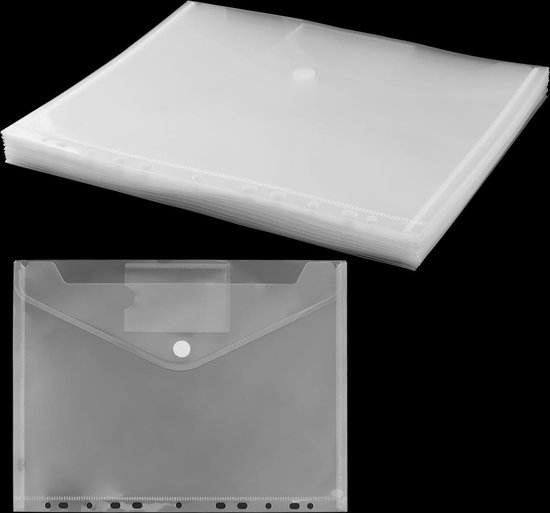 Lot De 6 Porte-documents A4 étanches - 6 Couleurs Translucides, 11 Trous, Avec Bouton Pression, Pour Classeurs