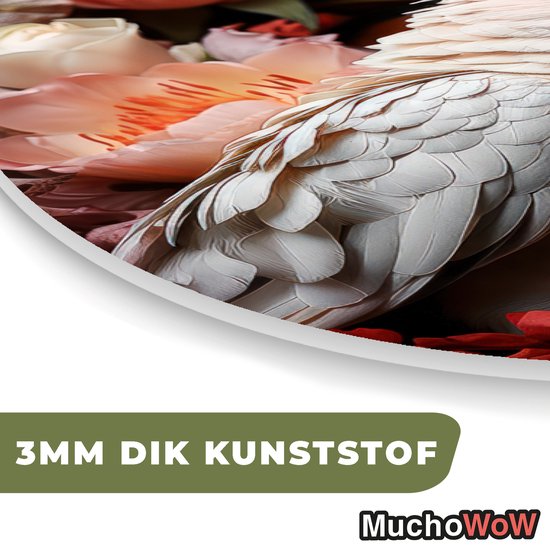 Mur ovale 40x60 cm - Mur ovale Cacatoès - Animal - Nature - Botanique - Fleurs - Rose - Décoration murale plastique - Tableau ovale - Décoration murale murale salon - Peintures - Forme miroir ovale sur plastique