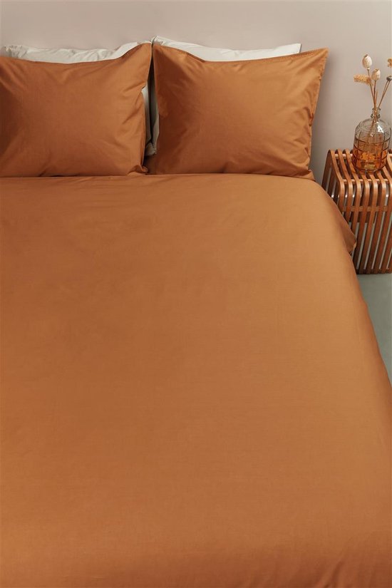 Ambiante Cotton Uni dekbedovertrek - Effen - Eenpersoons - 140x200/220 cm - Oranje van Ambiante — afbeelding 4