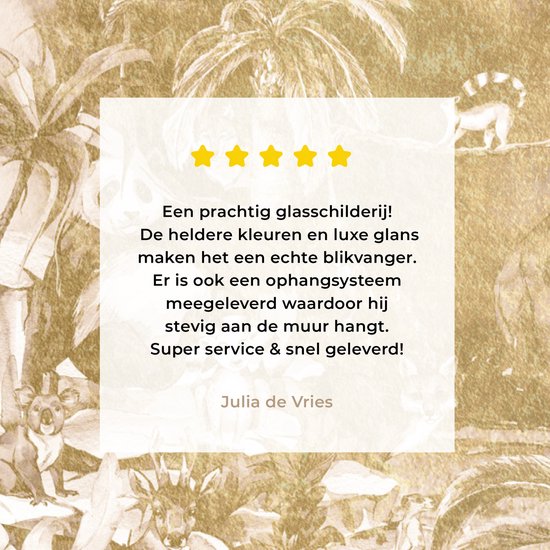 MuchoWow® Glasschilderij 120x160 cm - Schilderij acrylglas - Jungle - Goud - Kinderen - Planten - Dieren - Foto op glas - Schilderijen