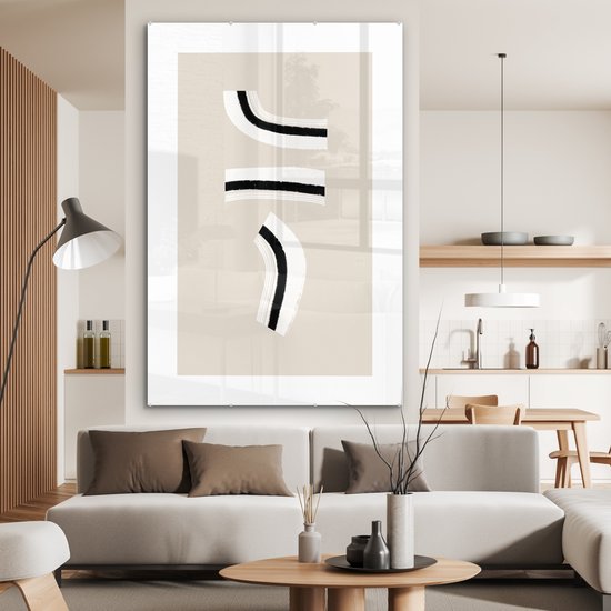 MuchoWow® Peinture sur verre 120x180 cm - Peinture sur verre acrylique - Ligne - Pastel - Design - Photo sur verre - Peintures