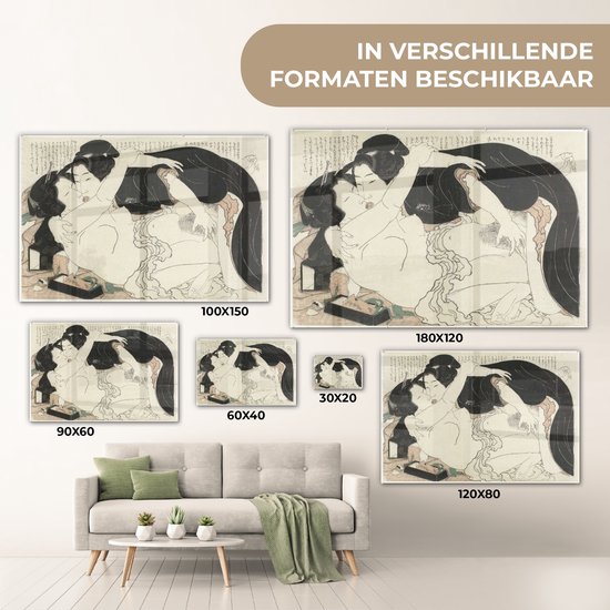 Veuve et jeune homme - Peinture de Katsushika Hokusai Plexiglass 120x80 cm - Tirage photo sur Glas (décoration murale en plexiglas)