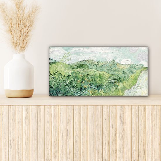 Tableau sur toile Van Gogh - Art - Maîtres anciens - Champ de maïs vert - 40x20 cm - Décoration murale