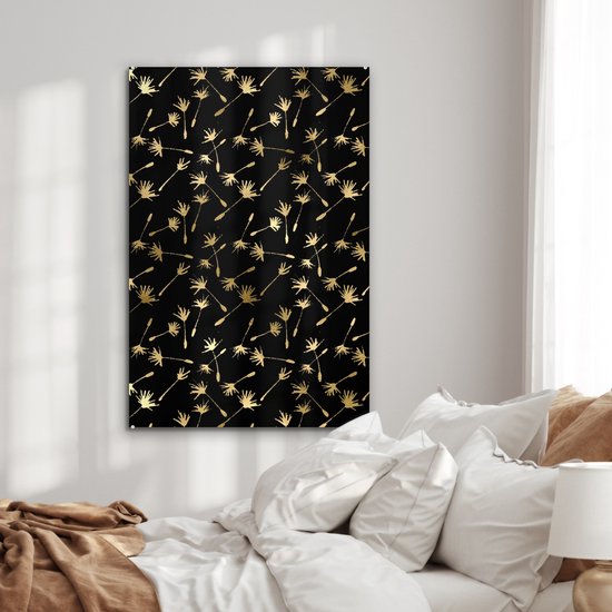 Peinture sur verre MuchoWow 60x90 cm - Peinture acrylique sur verre - Motifs - Graines - Or - Photo sur verre - Peintures