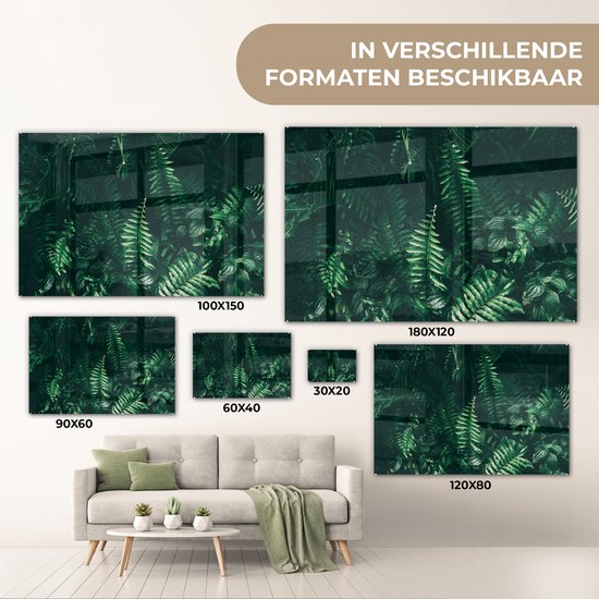 MuchoWow® Peinture sur Verre - Feuilles - Jungle - Nature - Tropical - Plantes - 150x100 cm - Peintures sur Verre Acrylique - Photo sur Glas