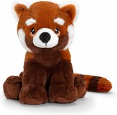 Keel Toys pluche rode Panda knuffeldier - rood/wit - zittend - 18 cm - Luxe Eco kwaliteit knuffels
