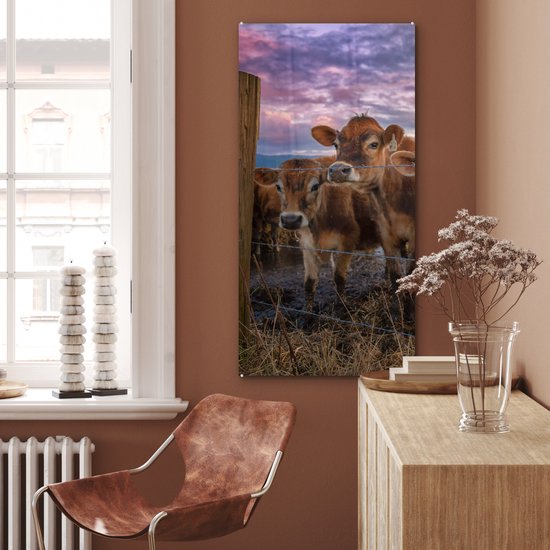 MuchoWow® Peinture sur verre 60x120 cm - Peinture sur verre - Vache - Animaux - Vaches - Photo sur verre acrylique - Peintures