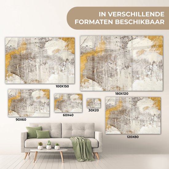 MuchoWow® Peinture sur Verre - Peinture - Or - Jaune - 90x60 cm - Peintures sur Verre Acrylique - Photo sur Glas