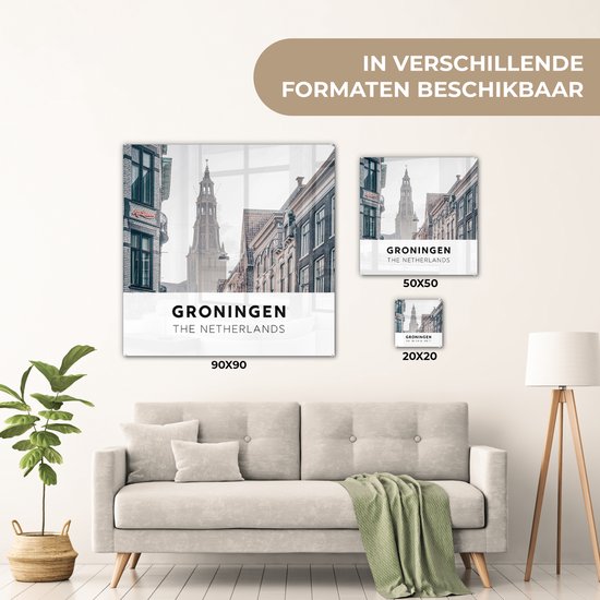 MuchoWow® Peinture sur Verre - Nederland - Groningen - Tour - 20x20 cm - Peintures sur Verre Acrylique - Photo sur Glas