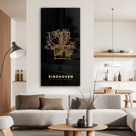 Peinture sur verre - Pays- Nederland - Eindhoven - Carte - Plan d'étage - Plan de la ville - 80x160 cm - Peintures sur verre acrylique - Photo sur Glas