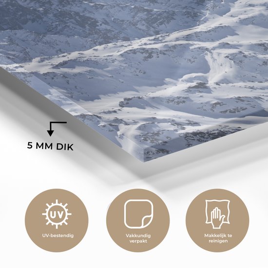 Montagnes enneigées en hiver Glas 120x80 cm - Tirage photo sur Glas (Décoration murale en plexiglas)