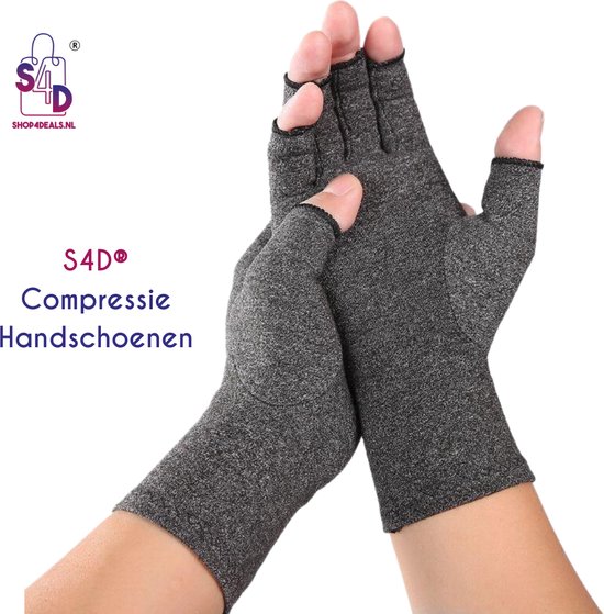 S4D® - Reuma Compressie Handschoenen - Verlichting van Artritis en Reumatische Pijn - Open vingertoppen - Maat M