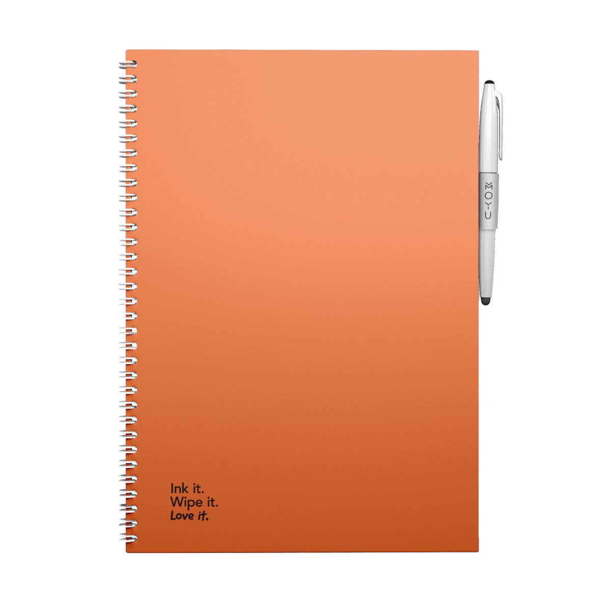 MOYU - Sunset Orange Notebook - Uitwisbaar Notitieboek A4 Premium - Multifunctionele pagina’s - Inclusief uitwisbare pen, houder en wisdoekje