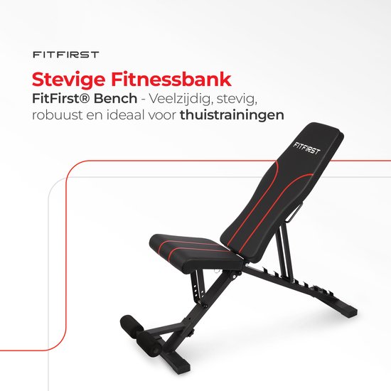 FitFirst® Fitnessbank - Tot wel 300KG - Verstelbaar en inklapbaar - Licht en robuust - Halterbank - Fitness Bank - Trainingsbank