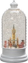 Scène de neige LED à Londres avec Guards Big Ben | tournant | 26,5 x 12,5 cm | blanc | lanterne remplie d'eau | sur câble USB ou batterie | L'éclairage de Noël