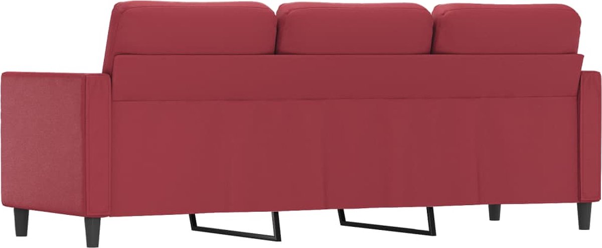 Canapé 3 Places Rouge Vin 178 Cm - Tissu Polyester, Accoudoirs Larges, Coussins Amovibles