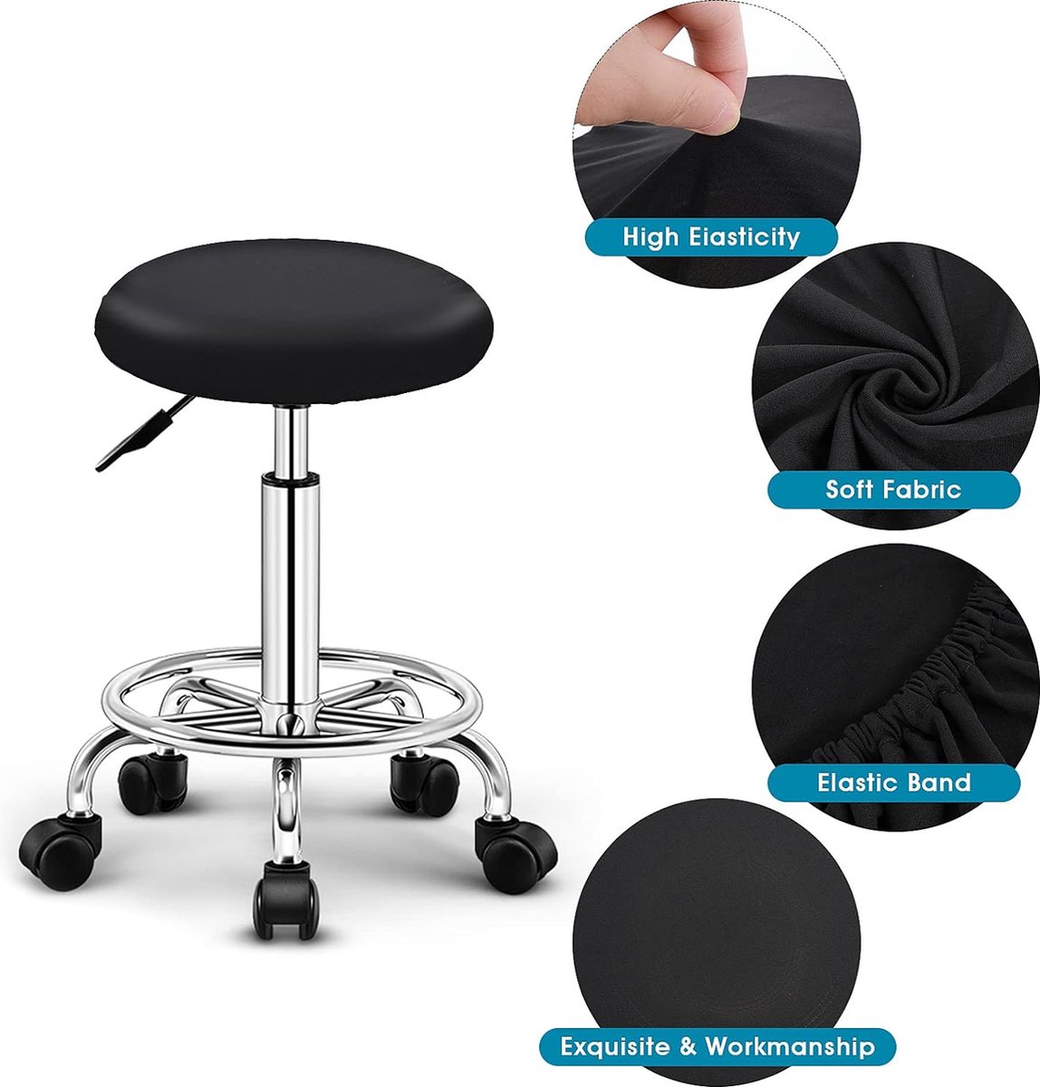 HuaLiSiJi Krukhoezen Ronde Fluweel Luxe Stof, Diameter 30-40cm, Elastisch Ronde Rekbare Rimpel Gratis Wasbaar Stofdicht (4 stuks Grijs