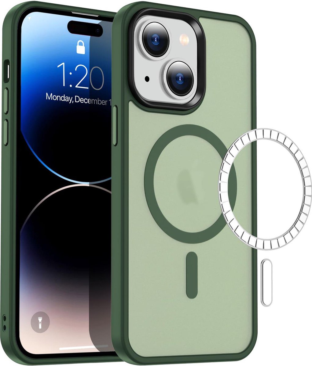 Casify Classic Hybrid geschikt voor iPhone 15 Hoesje met MagSafe - Mat Donkergroen