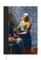 Notitieboek - Schrijfboek - Melkmeisje - Delfts Blauw - Vermeer - Schilderij - Oude meesters - Notitieboekje klein - A5 formaat - Schrijfblok