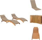 vidaXL Houten Ligbed Set - Tuinmeubelen - 184 x 55 x 64 cm - Waterafstotend - Ligbed