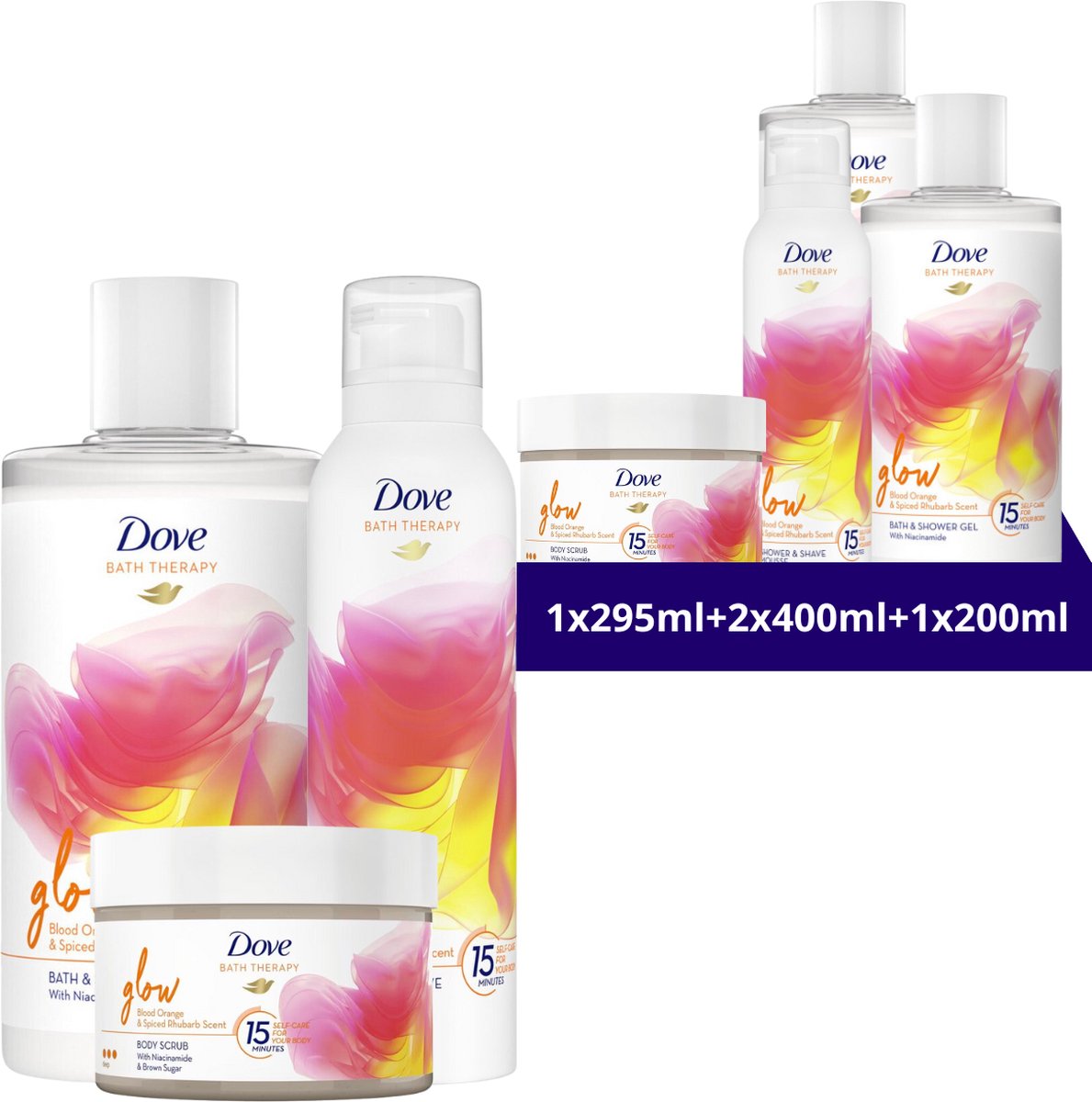 Goedkoopste Dove Bath Glow - Mix Geschenkpakket - 4 Stuks - Voordeelverpakking
