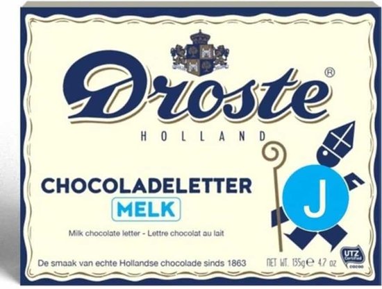 Foto: Droste chocolade letter melk 135 gram letter j