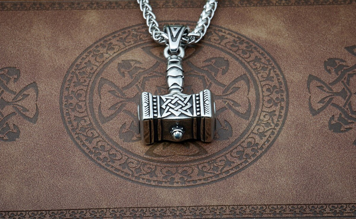 Viking-amulet Zilveren Tegenhanger Op De Hamer Van Kabelmjolnir Van