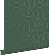 ESTAhome behangpapier art deco motief smaragd groen - 139744 - 0.53 x 10.05 m