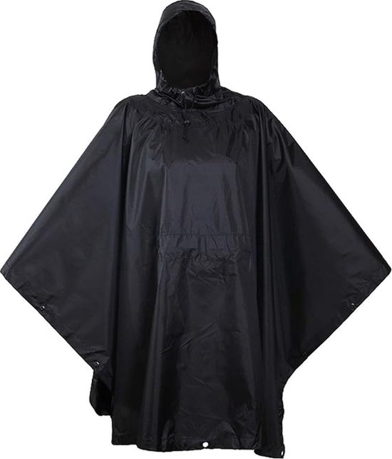 Weerbestendige Poncho - Stijlvol Zwart - PVC Materiaal - Unisex - Lichtgewicht - Perfect voor Festivals