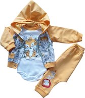 Baby Jongens 3 pce Kledingset - babykleertje - babykleding - Tijger - geel - Maat: 56 - jungle prince